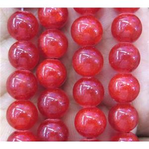 red jade bead, round, stabile, 8mm dia, 50pcs per st