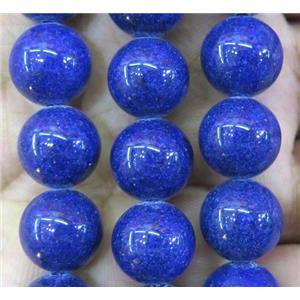 lapis-lazui-color jade bead, round, stabile, approx 12mm dia, 32pcs per st