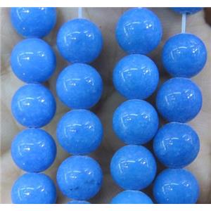 blue jade bead, round, stabile, approx 12mm dia, 32pcs per st