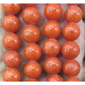 orange jade bead, round, stabile, approx 10mm dia, 38pcs per st
