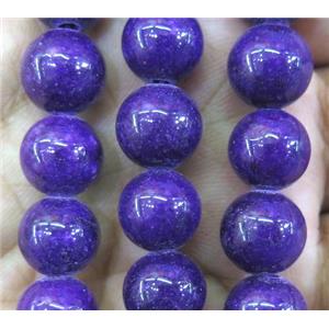 purple jade bead, round, stabile, approx 12mm dia, 32pcs per st