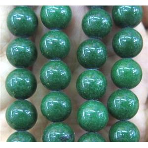deep green jade bead, round, stabile, approx 8mm dia, 48pcs per st