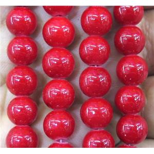 red jade bead, round, stabile, approx 10mm dia, 38pcs per st