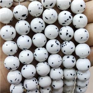 round spotted jade beads, approx 6mm dia, 63pcs per st
