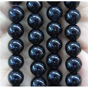 round jade stone beads, dye, black, approx 12mm dia