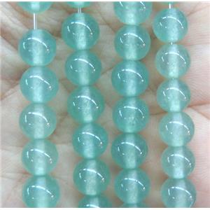 round jade stone beads, dye, green, approx 8mm dia