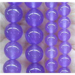 round jade stone beads, dye, lavender, approx 10mm dia