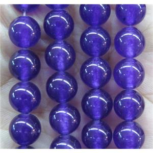 round jade stone beads, dye, deep lavender, approx 4mm dia