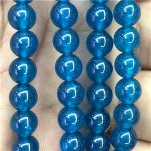 blue Malaysia Jade beads, round, approx 4mm dia