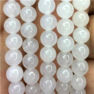 white Malaysia Jade beads, round, approx 6mm dia