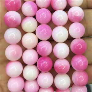round Malaysia Jade beads, pink, approx 10mm dia