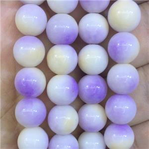 round Malaysia Jade beads, lavender, approx 6mm dia