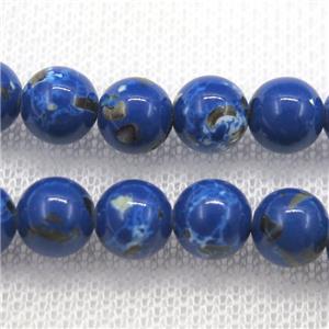 royalblue synthetic turquoise beads with shelled, round, approx 4mm dia