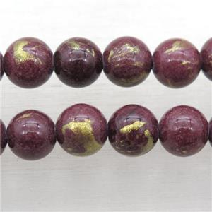 Liquor Red JinShan Jade beads, round, approx 10mm dia
