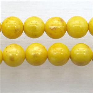 yellow JinShan Jade beads, round, approx 10mm dia