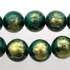 round JinShan Jade beads, peacockgreen, approx 6mm dia