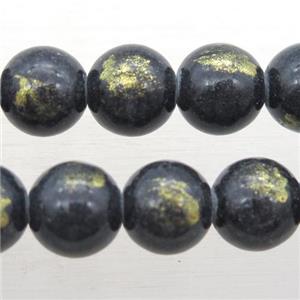 round JinShan Jade beads, darkgray, approx 10mm dia