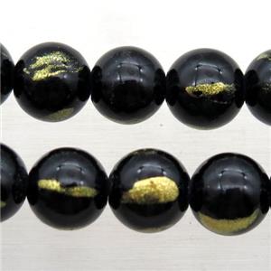 round black JinShan Jade beads, approx 10mm dia