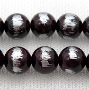 round darkred Silvery Jade Beads, approx 10mm dia