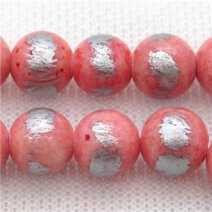 round pink Silvery Jade Beads, approx 10mm dia