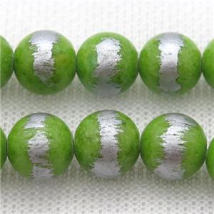 round olive Silvery Jade Beads, approx 12mm dia