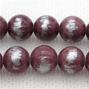 round deepred Silvery Jade Beads, approx 8mm dia