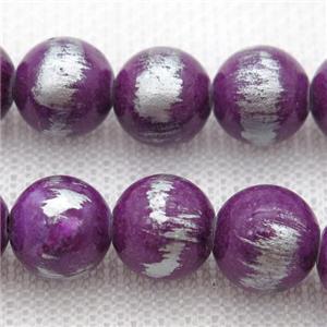 round purple Silvery Jade Beads, approx 10mm dia