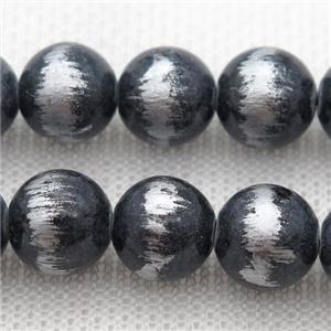 round deepgray Silvery Jade Beads, approx 6mm dia