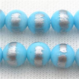 round aqua Silvery Jade Beads, approx 6mm dia