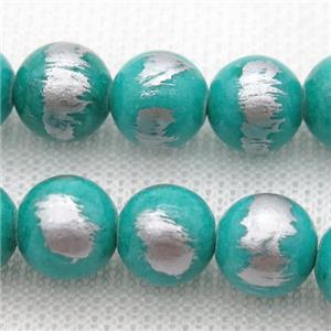 round green Silvery Jade Beads, approx 10mm dia
