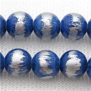 round blue Silvery Jade Beads, approx 10mm dia