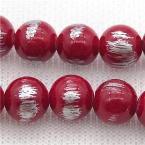 round red Silvery Jade Beads, approx 10mm dia