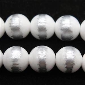round white Silvery Jade Beads, approx 8mm dia