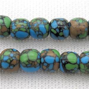 Synthetic Turquoise barrel beads, multi color, approx 8x9mm