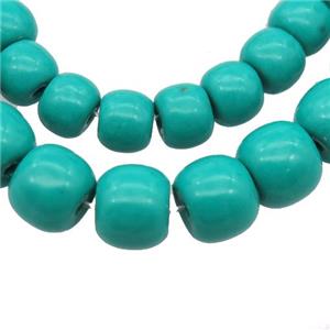 green Mashan Jade barrel Beads, approx 8x9mm