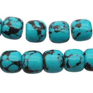 blue synthetic Turquoise beads, barrel, approx 6x7mm