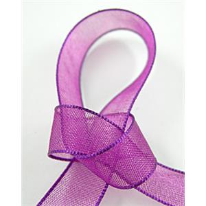 Organza Ribbon Cord, purple, 9mm wide