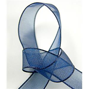 Organza Ribbon Cord, ink-blue, 9mm wide