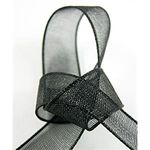 black Organza Ribbon Cord, 9mm wide