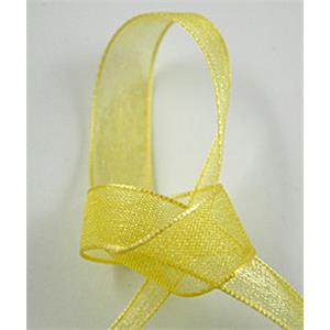 Organza Ribbon Cord, yellow, 7mm wide