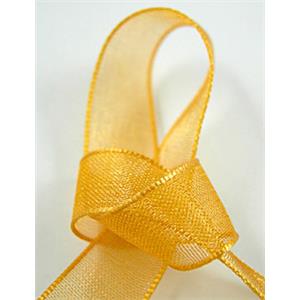 Organza Ribbon Cord, golden, 7mm wide