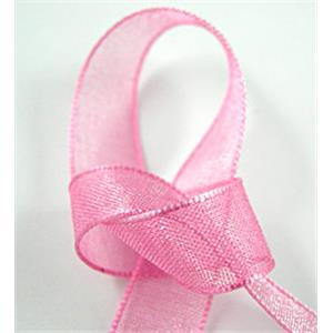 pink Organza Ribbon Cord, pink, 9mm wide
