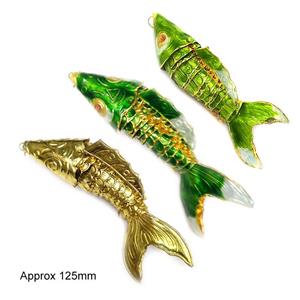 Cloisonne Goldfish Pendant Brass Mixed, approx 125mm length