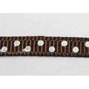 Coffee polka dot grograin ribbon cord, 5mm wide