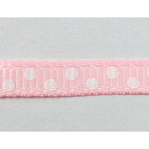 Pink polka dot grograin ribbon cord, 5mm wide