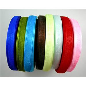 organza cord, mixed color, 12mm wide, 25yards per roll