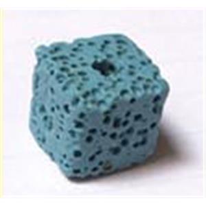 Lava bead, Cube, blue, 8x8x9mm, 43pcs per st