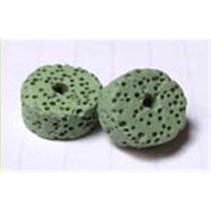 Lava stone beads, heishi shaped, lt.green, 15x8mm,45pcs per st