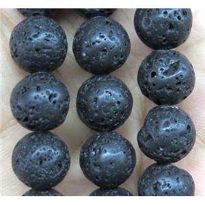 round black Lava stone beads, approx 12mm dia