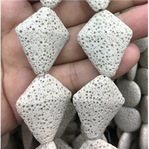white Lava stone beads, polygon, approx 25x32x9mm
